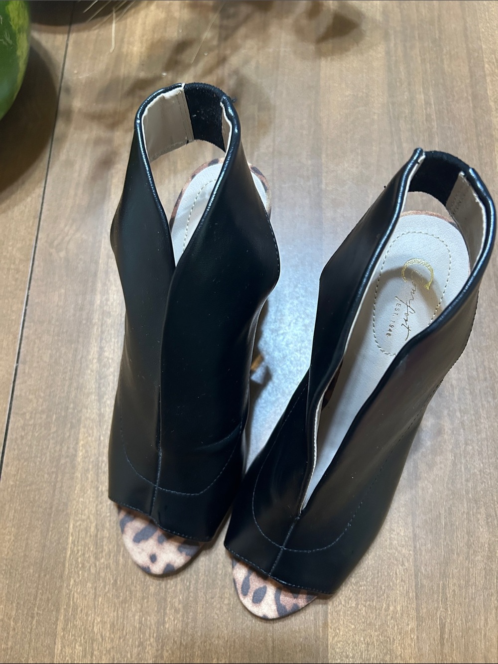 Black Peep Toe Slingback Heels by C Comfort 1946